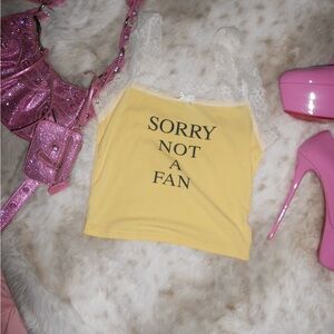 Yellow Tank Top with Lace Trim